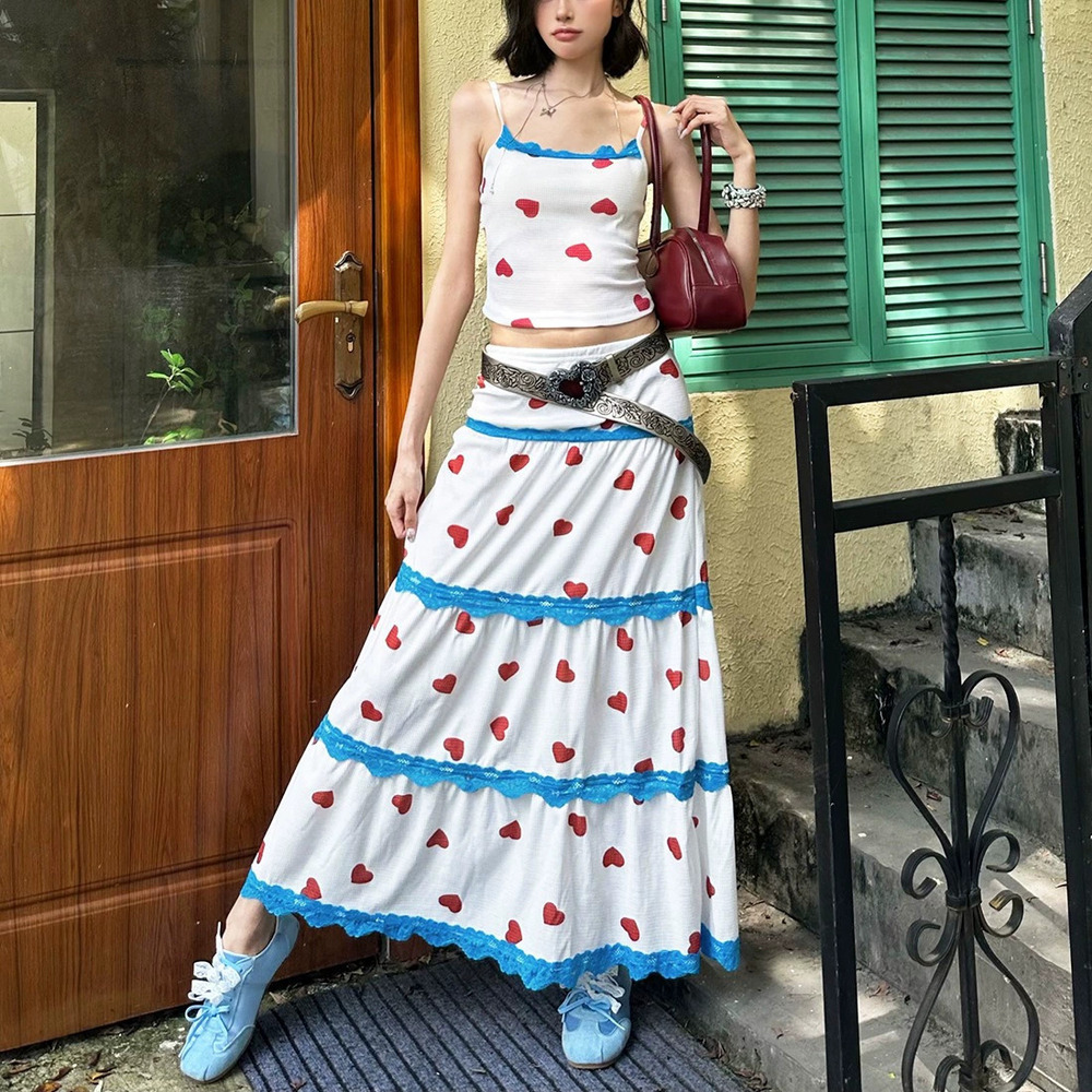 Zara Summer Floral Print Cami High Waist Skirt
